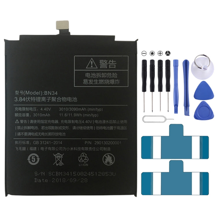Batteria ai polimeri di litio BN34 3010mAh per Xiaomi Redmi 5A, For Xiaomi Redmi 5A Batteria ai polimeri di litio BN34 3010mAh per Xiaomi Redmi 5A, For Xiaomi Redmi 5A